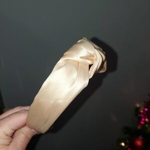 New handmade boutique top knot flexible wide headband champagne